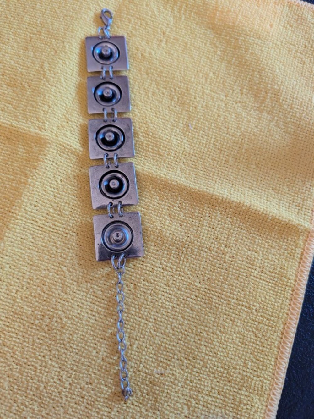 BOHO METAL PANELLED BRACELET 8 INCHES LONG
